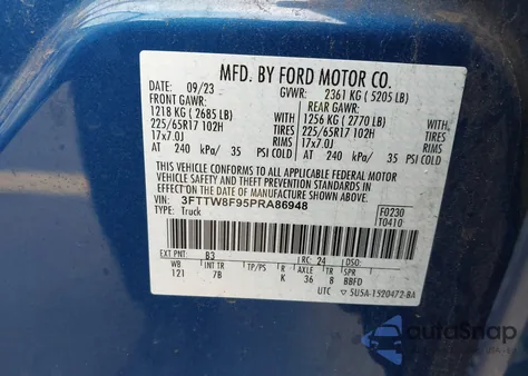 2023 Ford Maverick Xlt z USA, uszkodzony, nr VIN 3FTTW8F95PRA86948